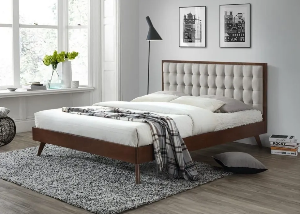 Florry säng - Valnöt/beige