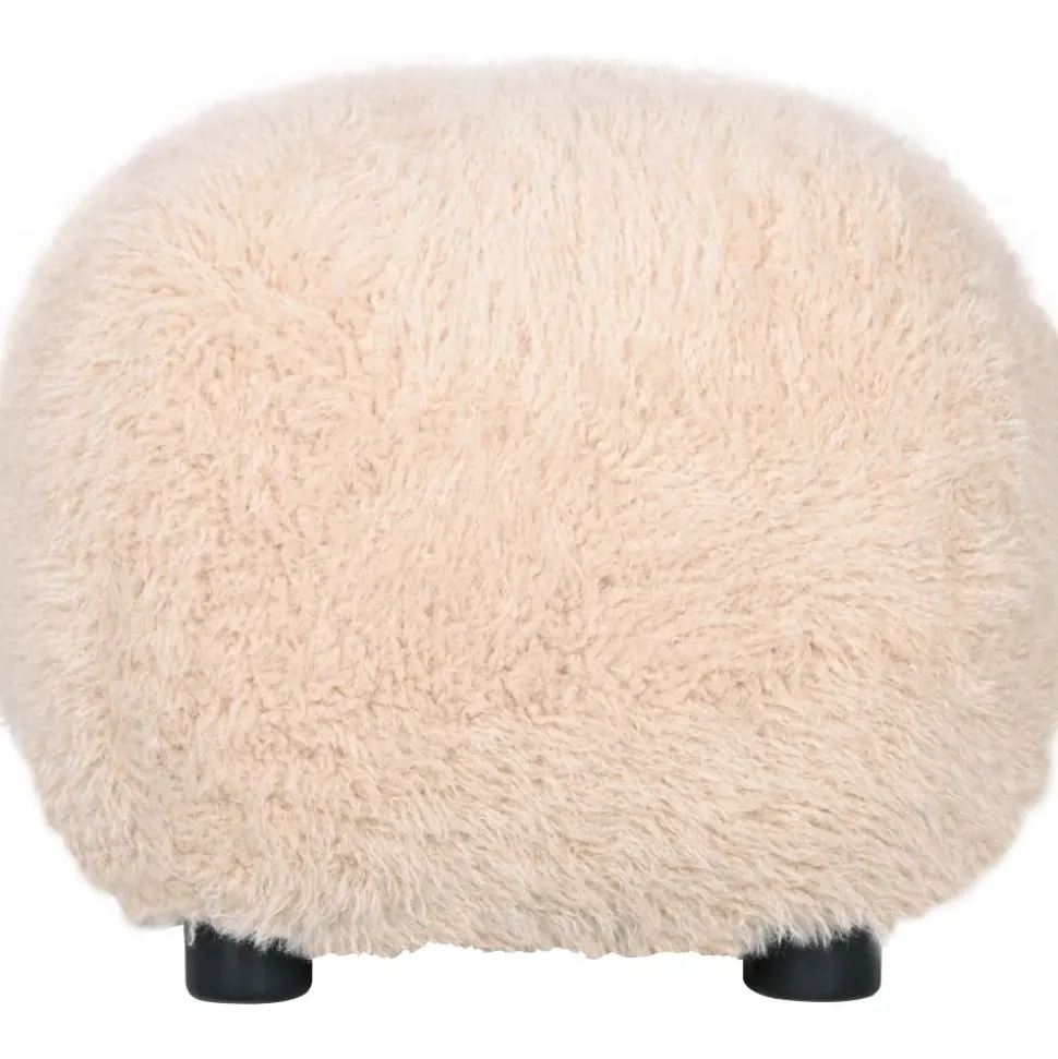 Fluffy sittpuff i beige hårigt tyg
