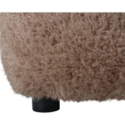 Fluffy sittpuff i brungrått hårigt tyg