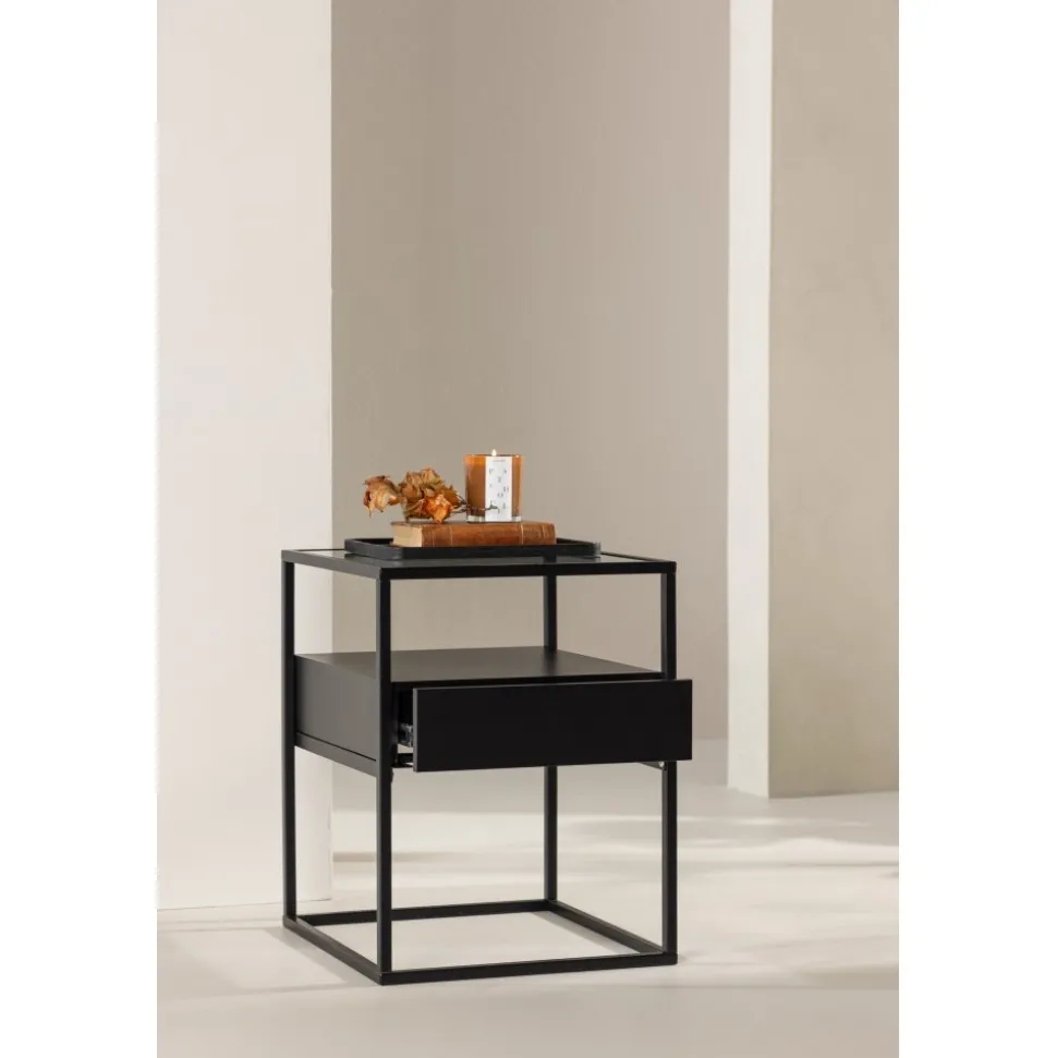 Fortaleza sidobord 40 x 40 cm - Svart