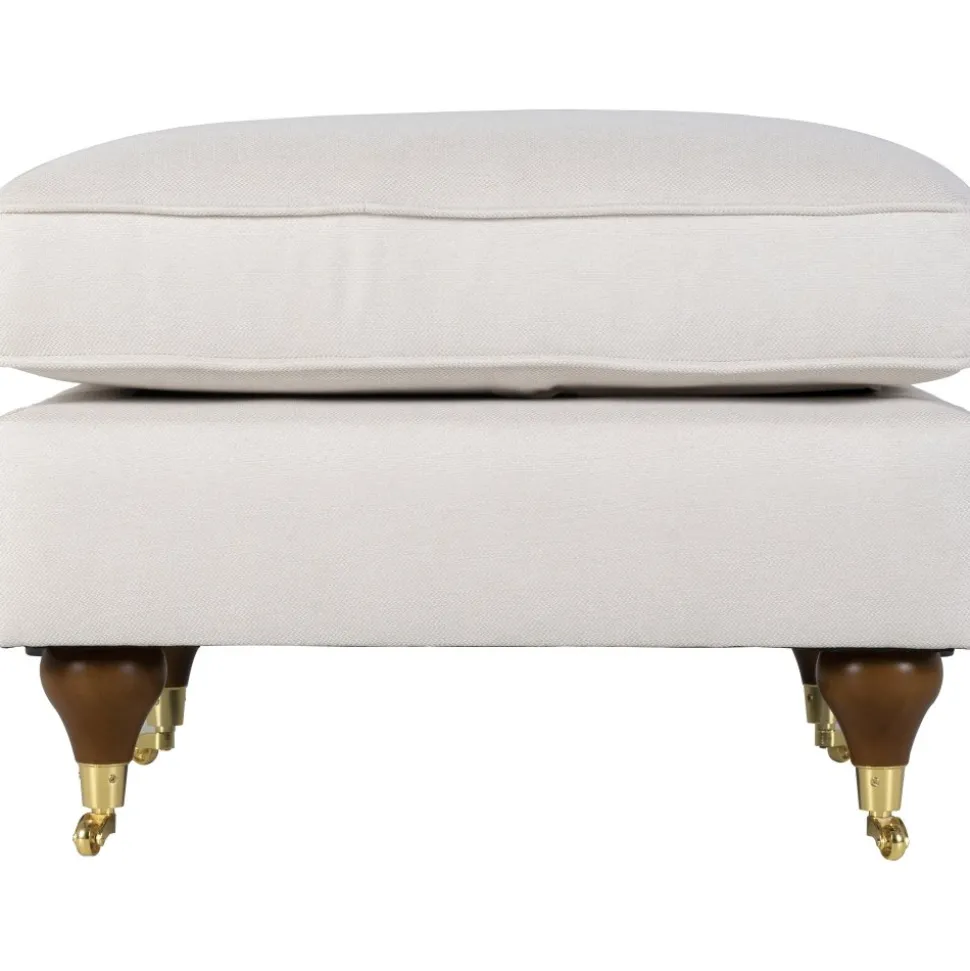 Fotpall Howard i beige tyg - Watford Deluxe + Möbeltassar