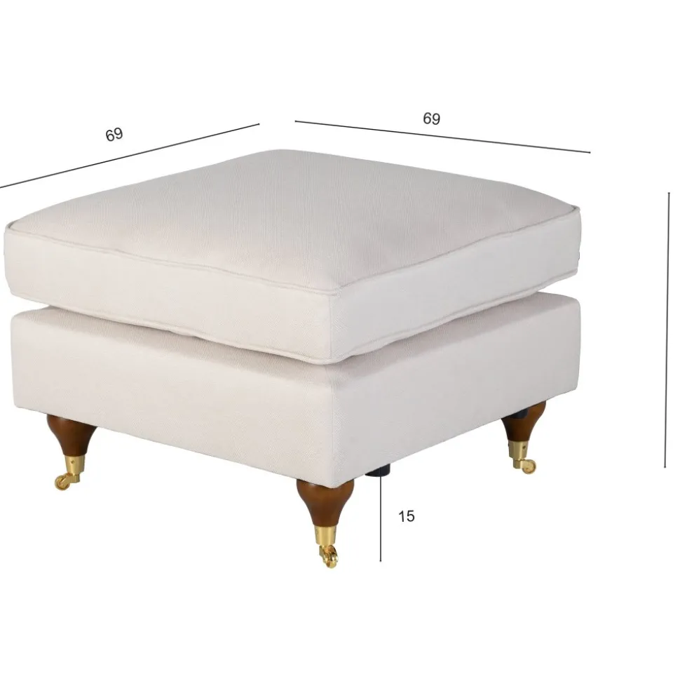 Fotpall Howard i beige tyg - Watford Deluxe + Möbeltassar