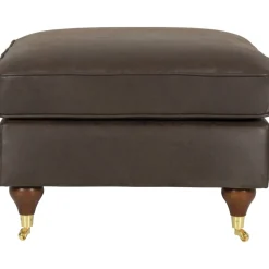 Fotpall i vintagebrunt konstläder - Howard watford + Fläckborttagare för möbler