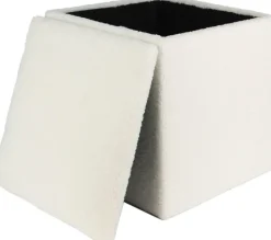 Fotpall med förvaring i teddy tyg + Möbeltassar