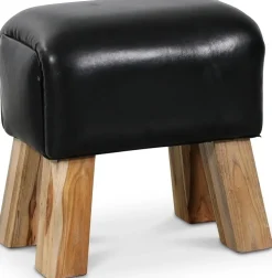 Fotpall Porto Låg - Svart / Teak