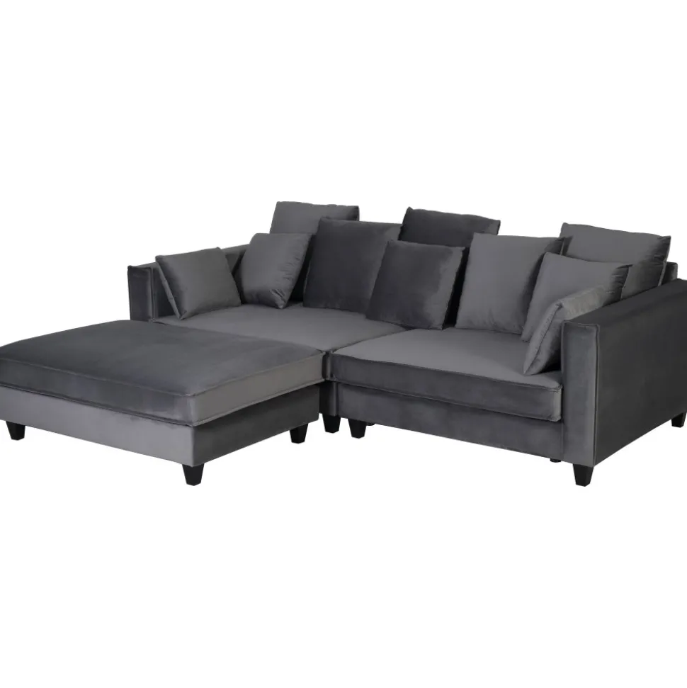 Fotpall 122x86 cm mörkgrå sammet - Brandy