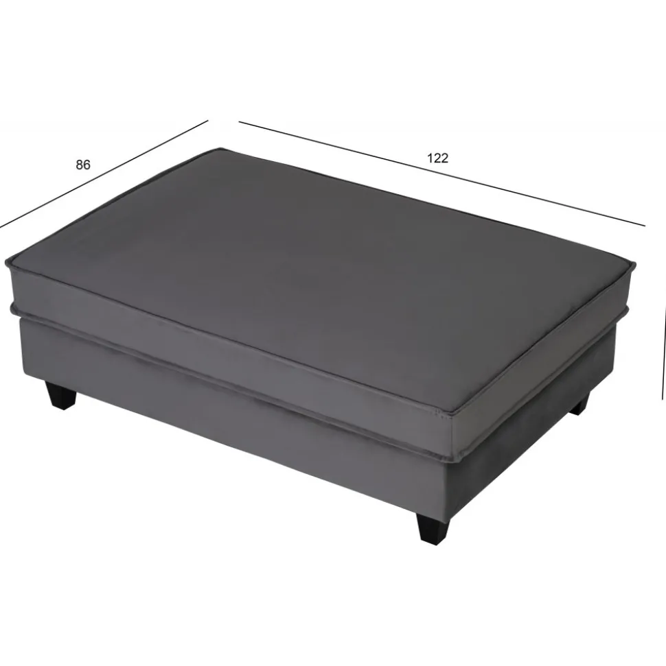 Fotpall 122x86 cm mörkgrå sammet - Brandy