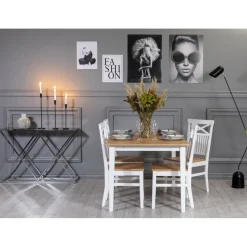 Fårö matgrupp 140 cm inklusive 4 st stolar med kryss - Ek/vit