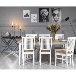 Fårö matgrupp: Bord 180 cm inklusive 6 st Fårö stolar - Ek/vit