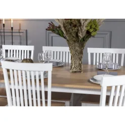 Fårö matgrupp: Bord 180 cm inklusive 6 st Fårö stolar - Ek/vit + 6.00 x Stolsdyna