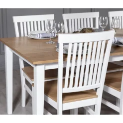 Fårö matgrupp: Bord 180 cm inklusive 6 st Fårö stolar - Ek/vit + 6.00 x Stolsdyna