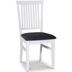 Fårö matgrupp; matbord 140x90 cm - Vit / oljad ek med 4 st Fårö matstolar med ribbor i ryggen, sits i grått tyg + 4.00 x Stolsdyna