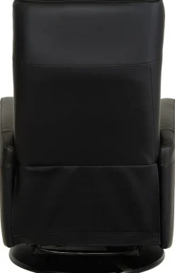 Frans reclinerfåtölj i svart skinn med gung och snurrfunktion