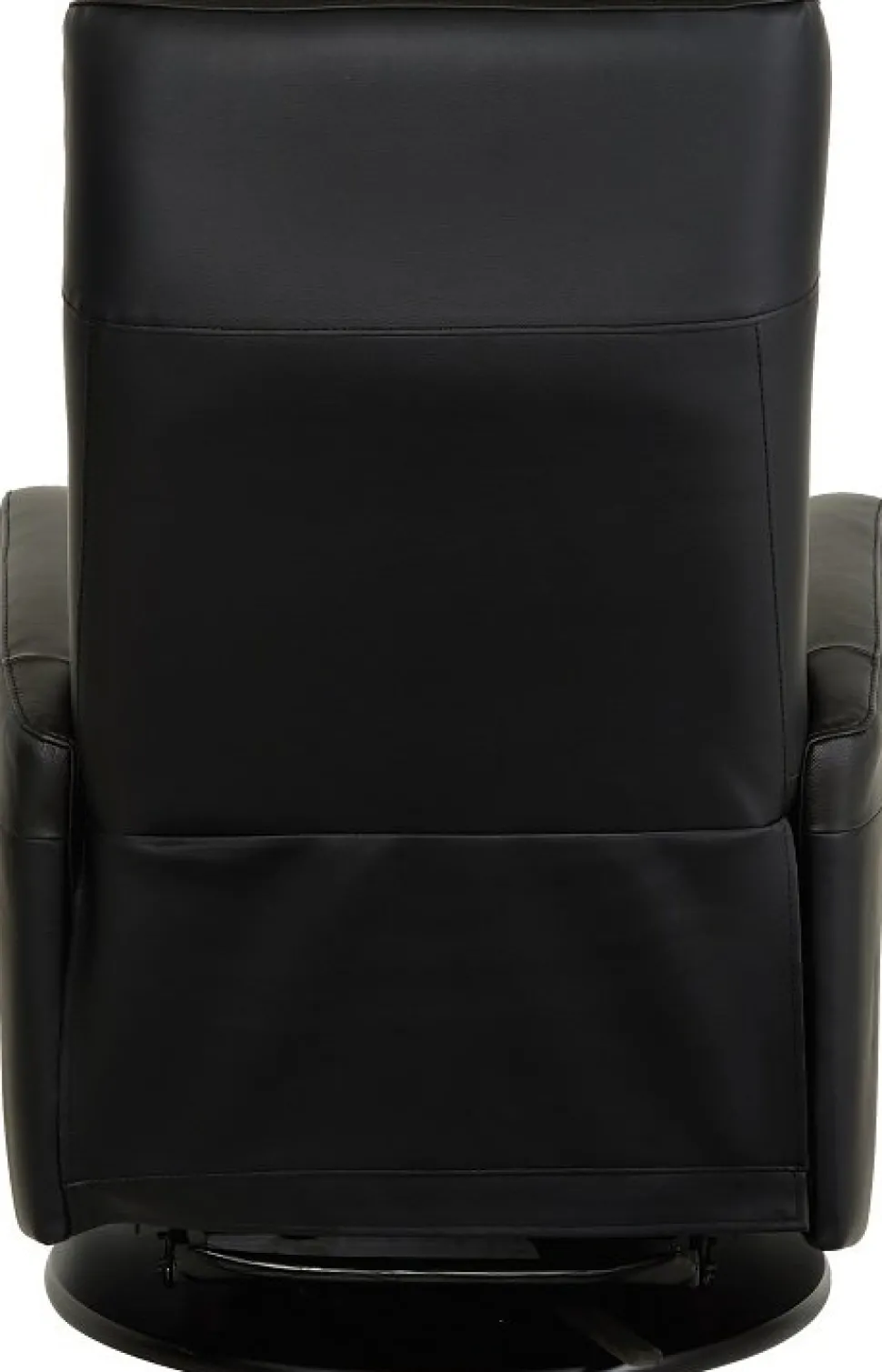 Frans reclinerfåtölj i svart skinn med gung och snurrfunktion