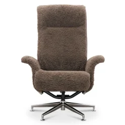 Fårskinnsfåtölj med fotpall - ek/brun - Ulla + Textilrengöring för möbler