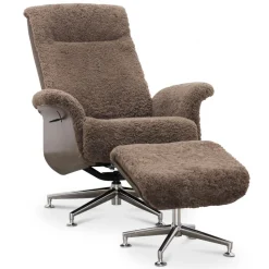 Fårskinnsfåtölj med fotpall - ek/brun - Ulla