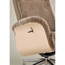 Fårskinnsfåtölj med fotpall - Brun / ek - Ulla