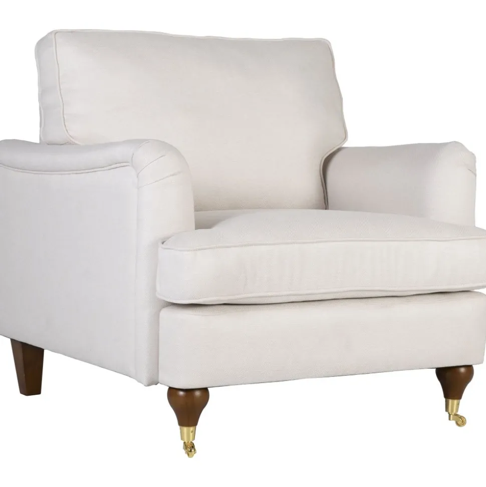 Fåtölj beige tyg - Howard Watford Deluxe + Möbeltassar