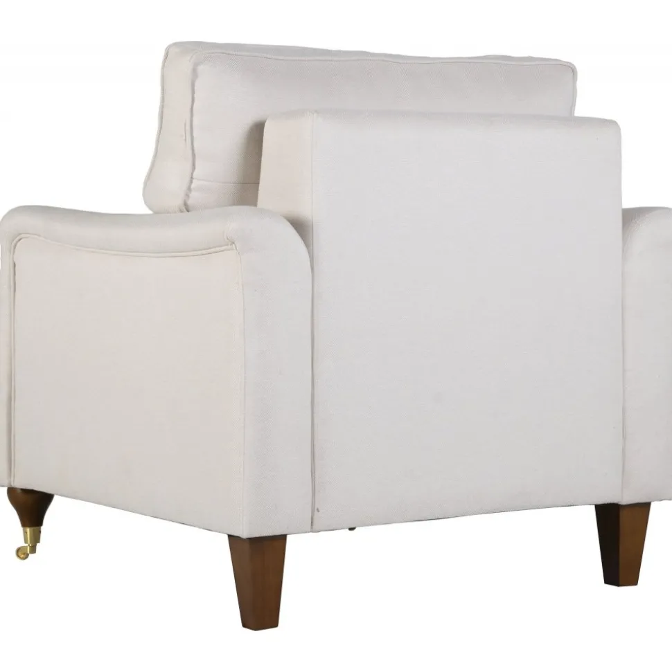 Fåtölj beige tyg - Howard Watford Deluxe + Möbeltassar