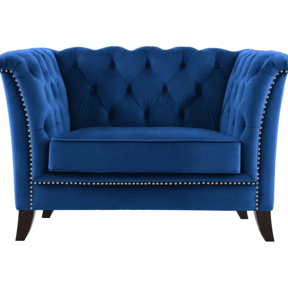 Fåtölj blå Chesterfield - Milton