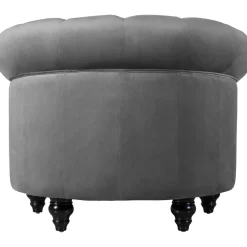 Fåtölj chesterfield grå sammet Royal + Textilrengöring för möbler