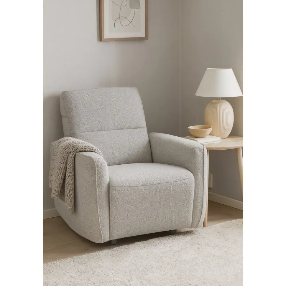 Fåtölj Cinema elektrisk recliner - Ljus bouclè