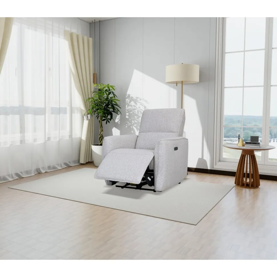 Fåtölj Cinema elektrisk recliner - Ljus bouclè