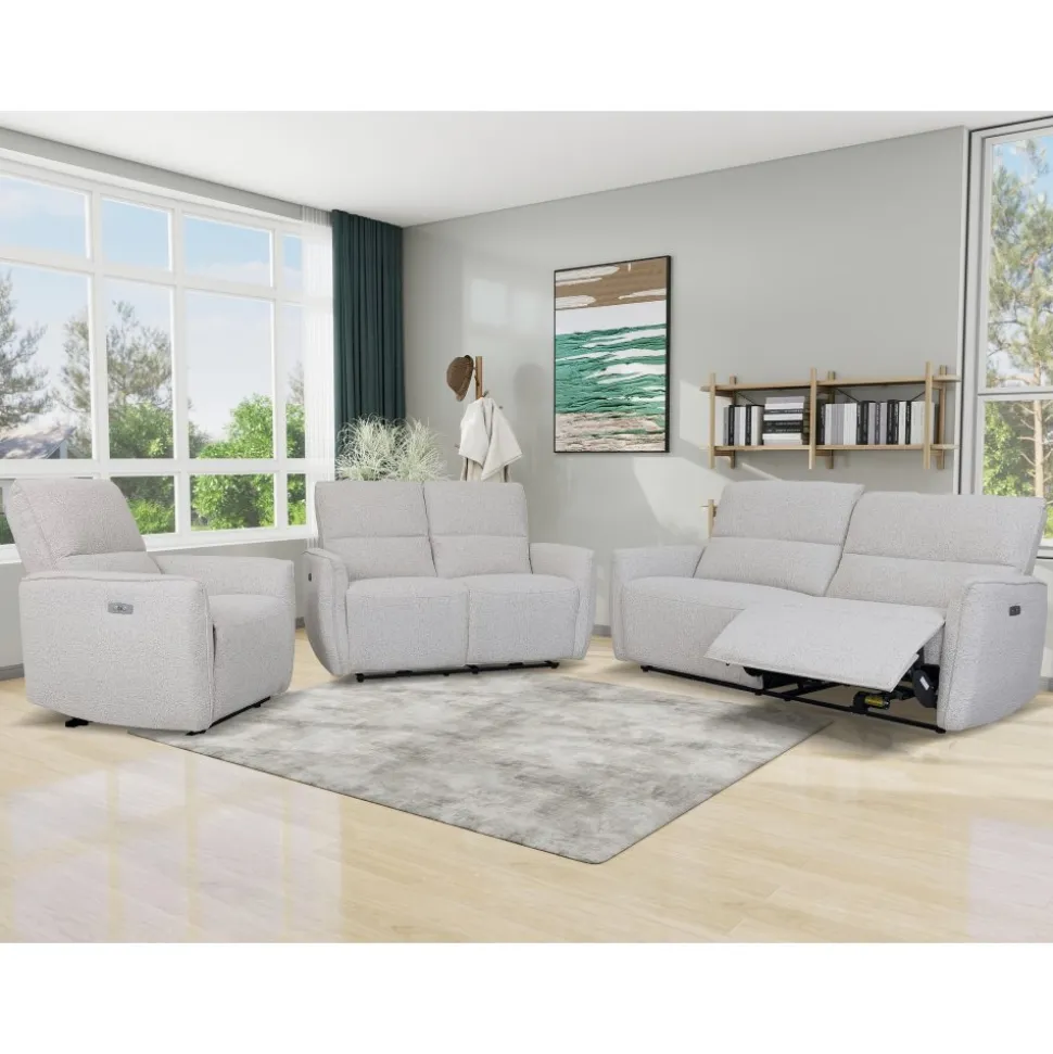 Fåtölj Cinema elektrisk recliner - Ljus bouclè