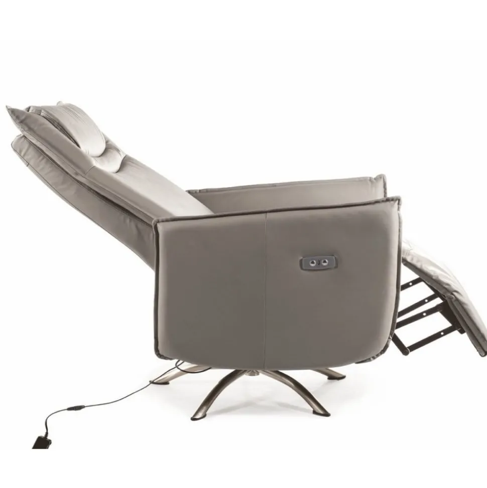 Fåtölj eldriven i grå PU