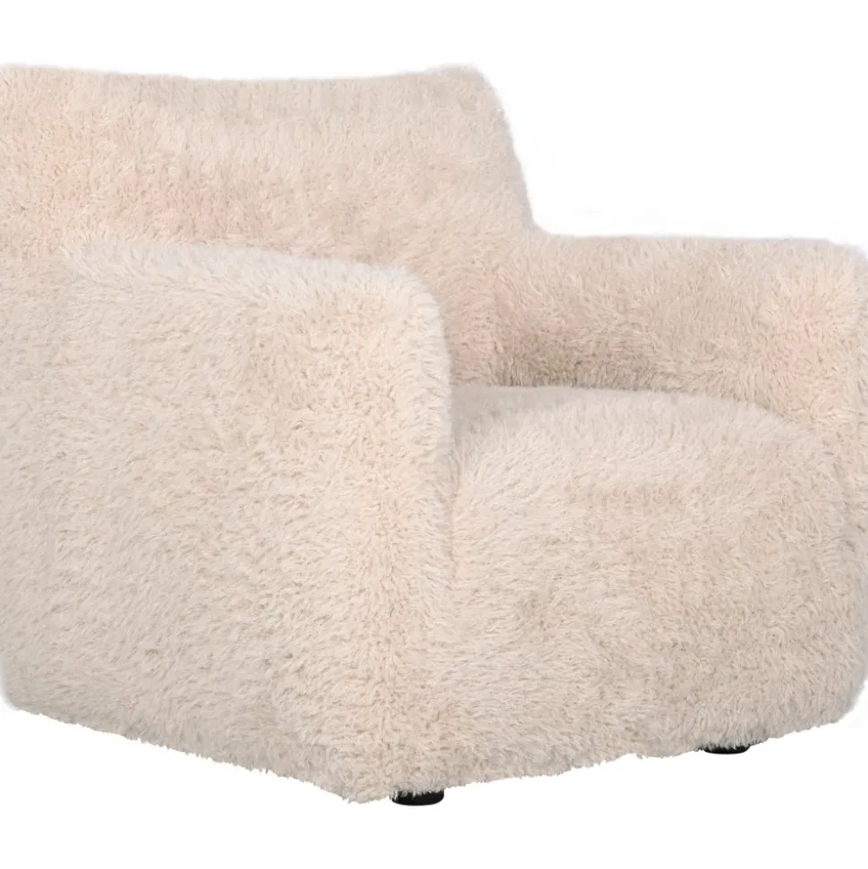 Fåtölj fluffig beige tygklädsel