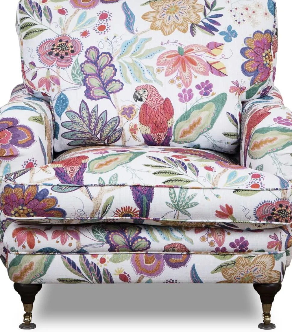 Fåtölj Howard blommigt tyg vit + Textilrengöring för möbler