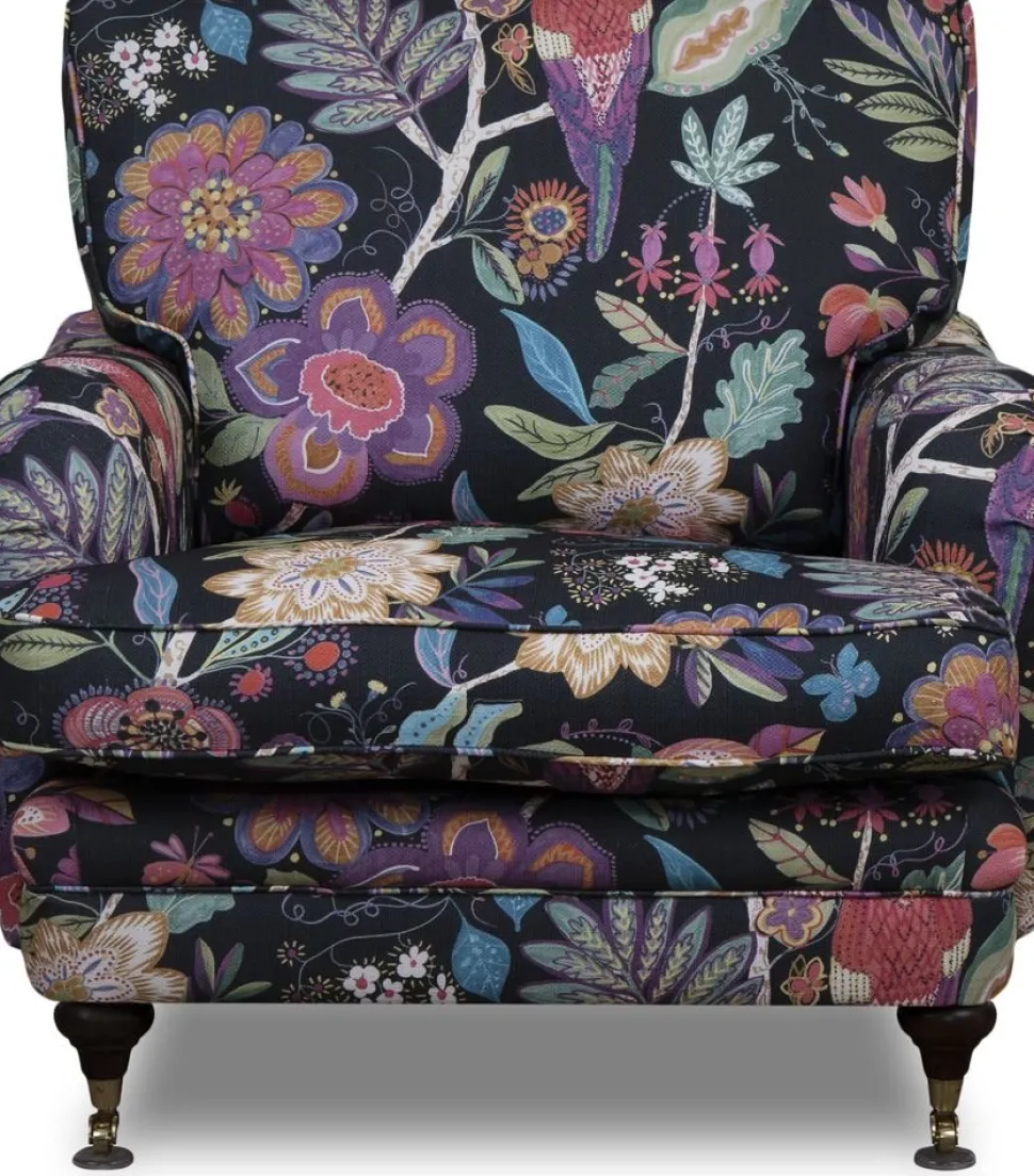 Fåtölj Howard blommigt tyg svart + Textilrengöring för möbler