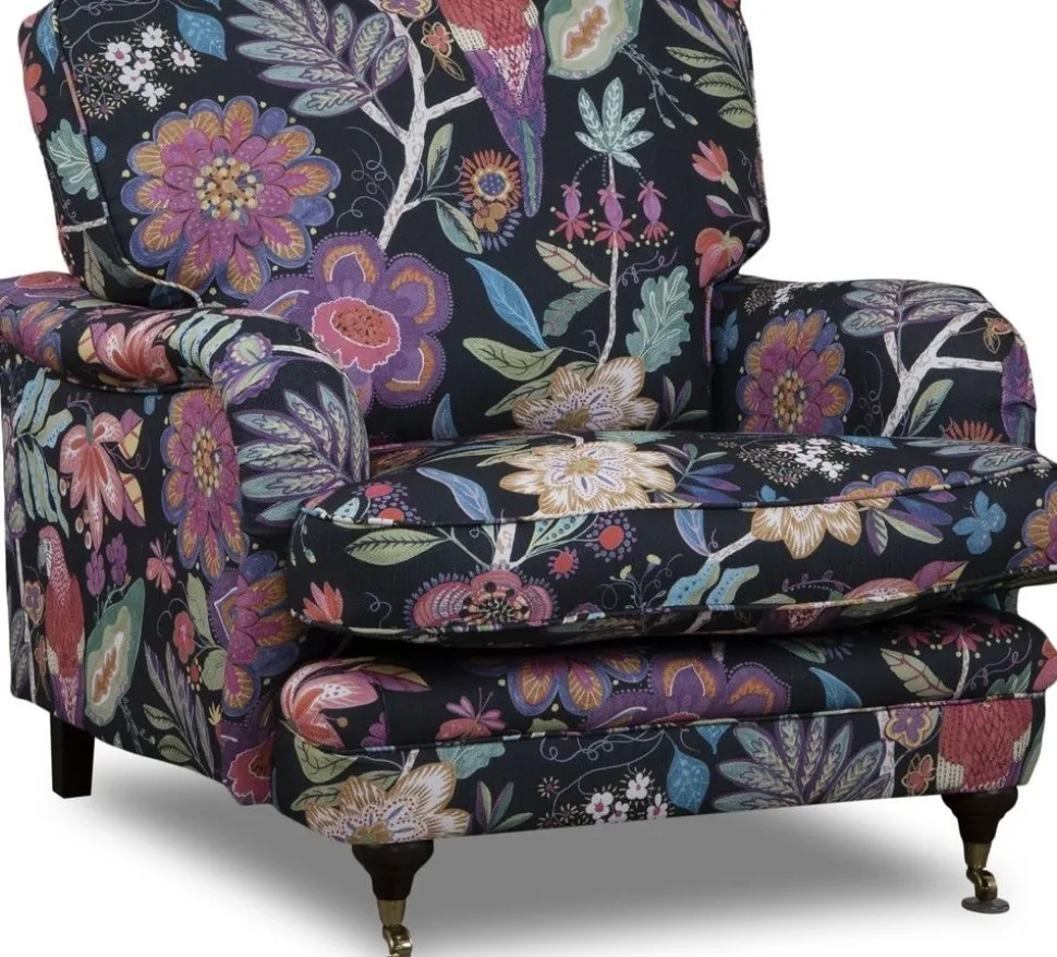 Fåtölj Howard blommigt tyg svart + Fläckborttagare för möbler