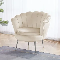 Fåtölj i beige sammet - Kingsley