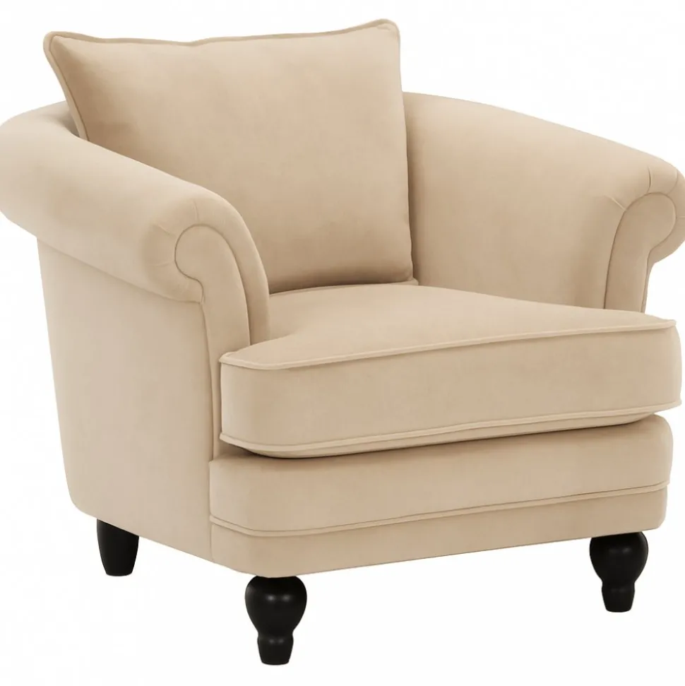 Fåtölj i beige tyg och svarta ben - Gustaf