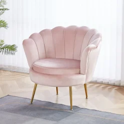 Fåtölj i rosa sammet - Kingsley + Möbeltassar