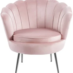Fåtölj i rosa sammet kromade ben + Möbeltassar