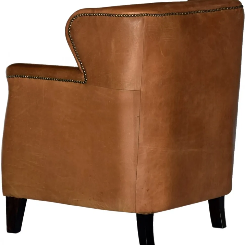 Fåtölj i vintage läder brun - Mozart + Textilrengöring för möbler