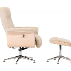 Fåtölj med fotpall - Beige / Whitewash + Textilrengöring för möbler