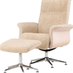 Fåtölj med fotpall - Beige / Whitewash