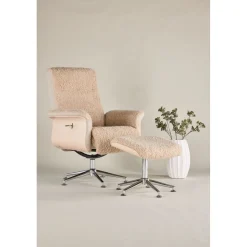 Fåtölj med fotpall - Beige / Whitewash