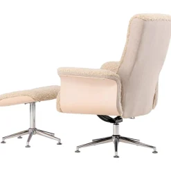 Fåtölj med fotpall - Beige / Whitewash
