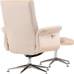 Fåtölj med fotpall - Beige / Whitewash