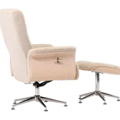 Fåtölj med fotpall - Beige / Whitewash