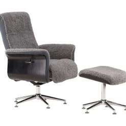 Fåtölj med fotpall - Grå - Hagön + Fläckborttagare för möbler