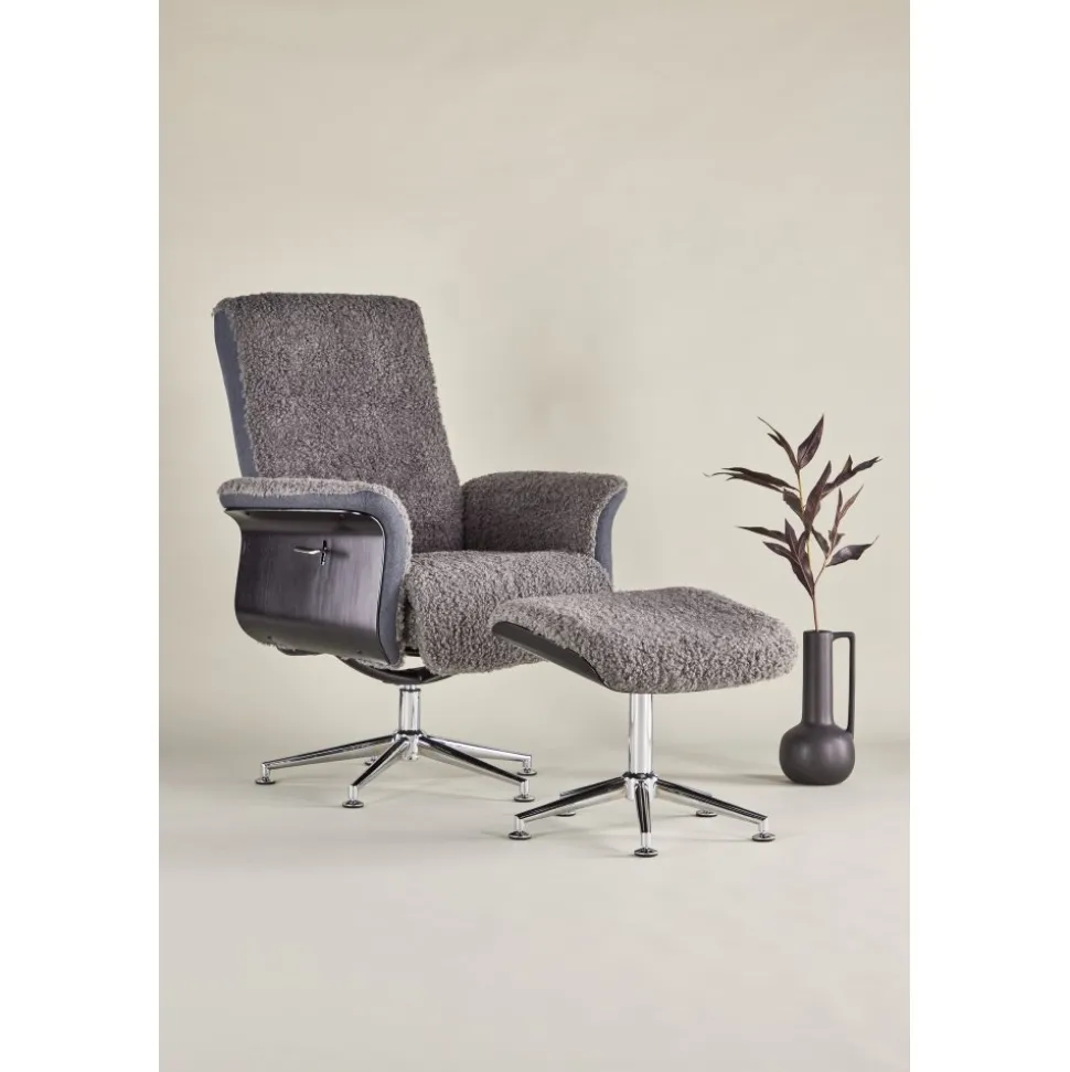 Fåtölj med fotpall - Grå - Hagön