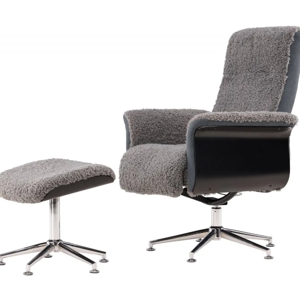 Fåtölj med fotpall - Grå - Hagön