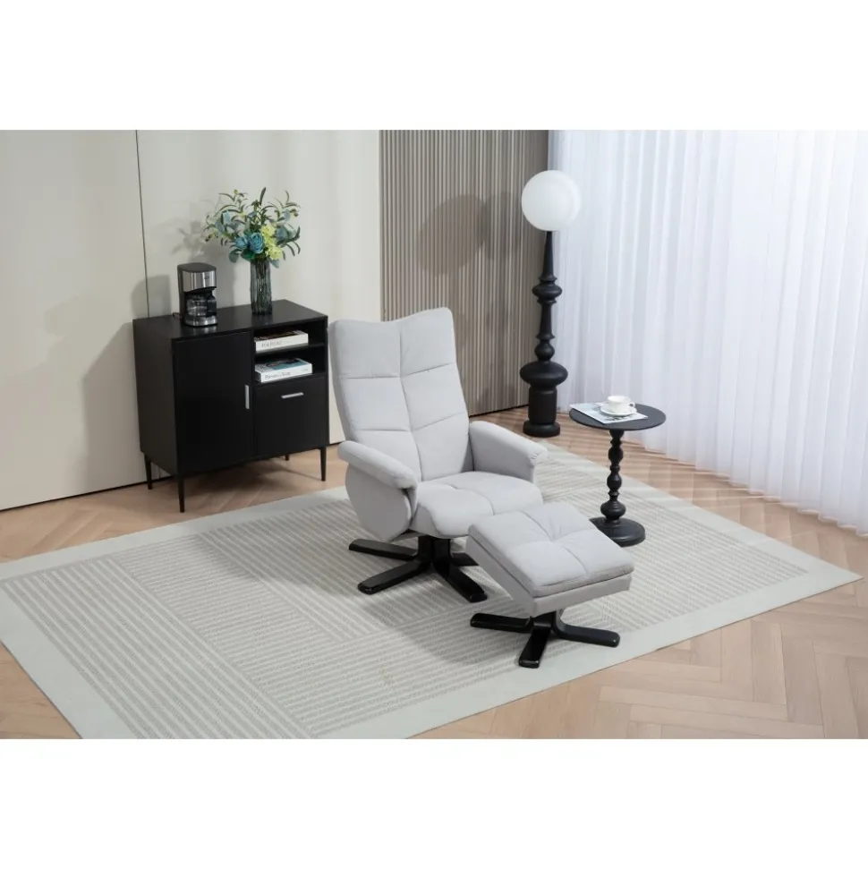 Fåtölj med fotpall - Ställbar + Möbeltassar