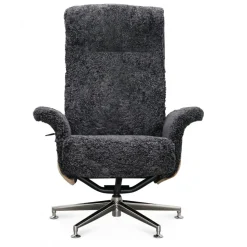 Fåtölj med fotpall fårskinn ek/antracit - Ulla + Textilrengöring för möbler