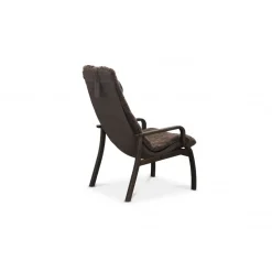 Fåtölj med fotpall fårskinn brun/ek - Frank